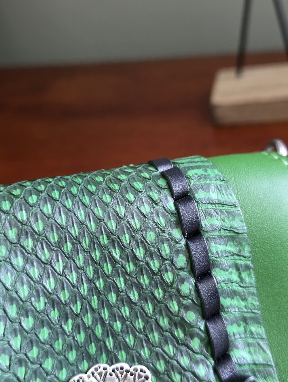 Coach 1941 86819 Dinkier Green Snakeskin Whipstitch Leather Crossbody Bag - Picture 9 of 16